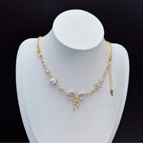 B98 Handmade Freshwater Baroque Pearl Bracelet Necklace 2in1